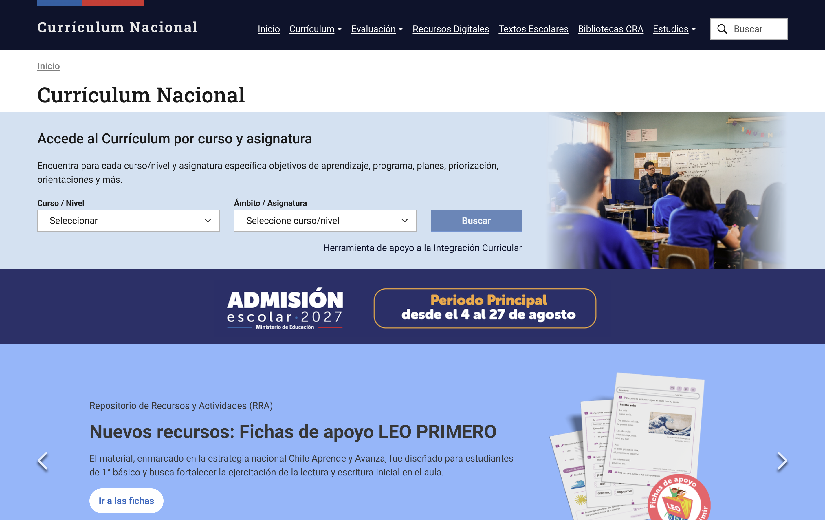 Portada sitio Currículum Nacional