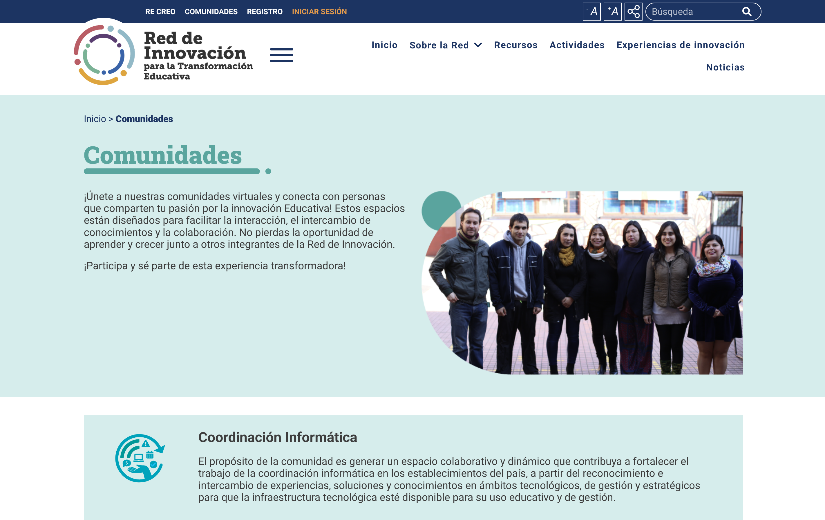 Pantalla Comunidad RITE