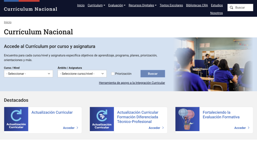 Portada sitio Currículum Nacional